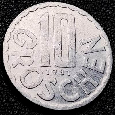 泉币菌-第206场-拍品多 请提前出价 原光 1981年 奥地利10格罗申 铝币19.8mm