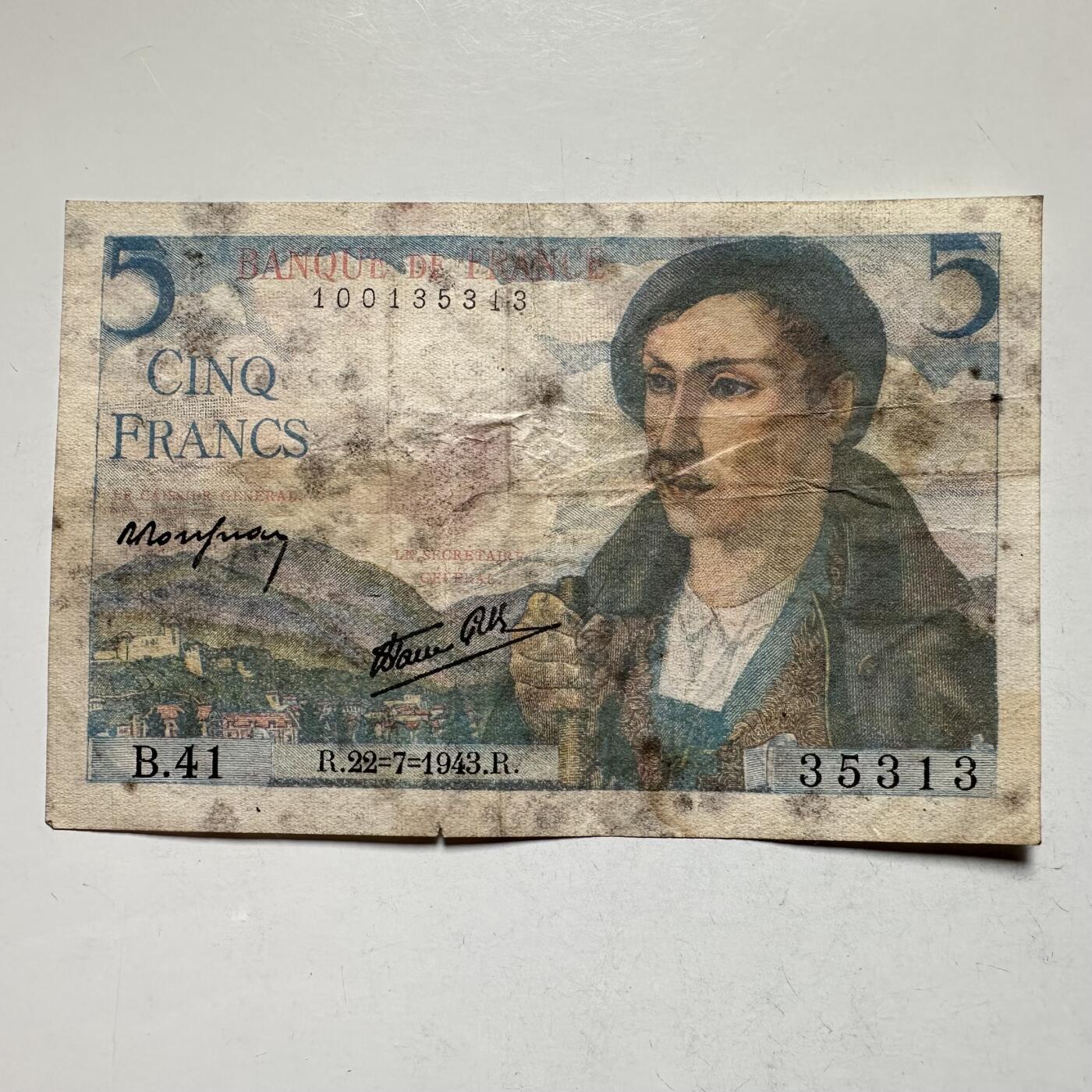 🌹外币初藏🌹🐯2026年第27场   每周二四六晚8️⃣点 接代拍 法国1943年牧羊人 5法郎