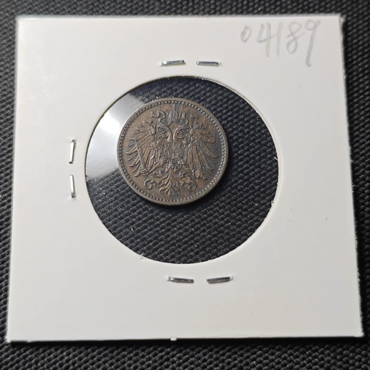 KK钱币收藏小铺   第404期 2月预留时间 周末发货  1899奥地利1格罗申铜币