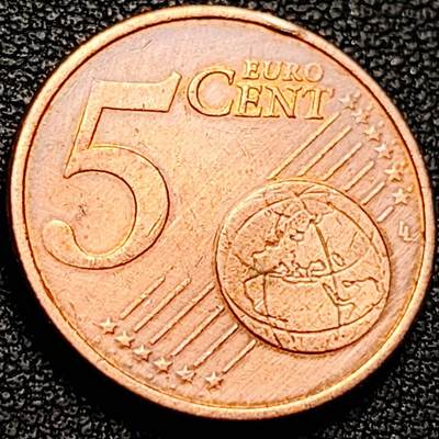 泉币菌-第206场-拍品多 请提前出价 德国2002年 5欧分 橡树 F标记 幸运 招财 钢镀铜币  21.25mm