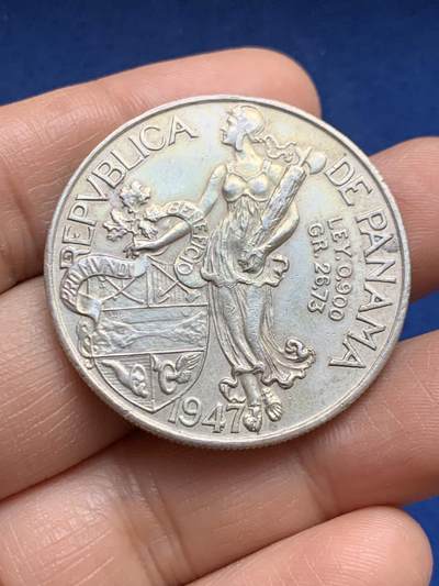 《竞宝斋》第469场 周日，周一 2场连拍 （全场包邮）欢迎送拍 - 巴拿马1947年1巴波亚银币