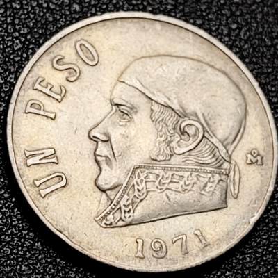 泉币菌-第206场-拍品多 请提前出价 墨西哥 1971年 1比索 莫雷洛斯 29mm 老鹰美洲硬币
