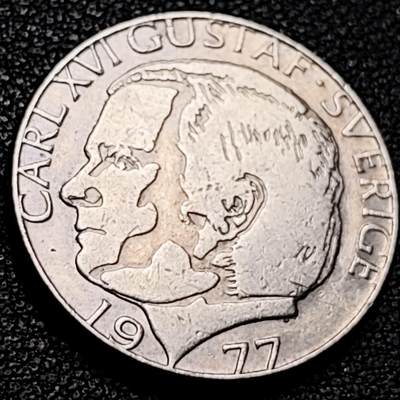 泉币菌-第206场-拍品多 请提前出价 - 瑞典1977年 1克朗铜镍币 卡尔十六世·古斯塔夫 25mm