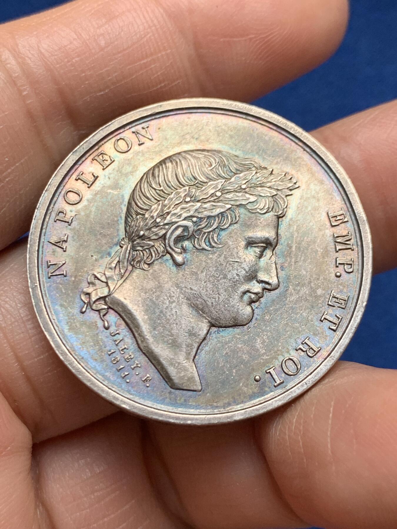 《竞宝斋》第469场 周日，周一 2场连拍 （全场包邮）欢迎送拍 1811年拿破仑法国鲁昂公证人协会纪念银章 光边原铸 17.5克 34.6mm