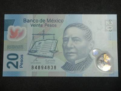 【游宝拍卖】丙午马年第10期 - 墨西哥-20比索【2010年 全新UNC】