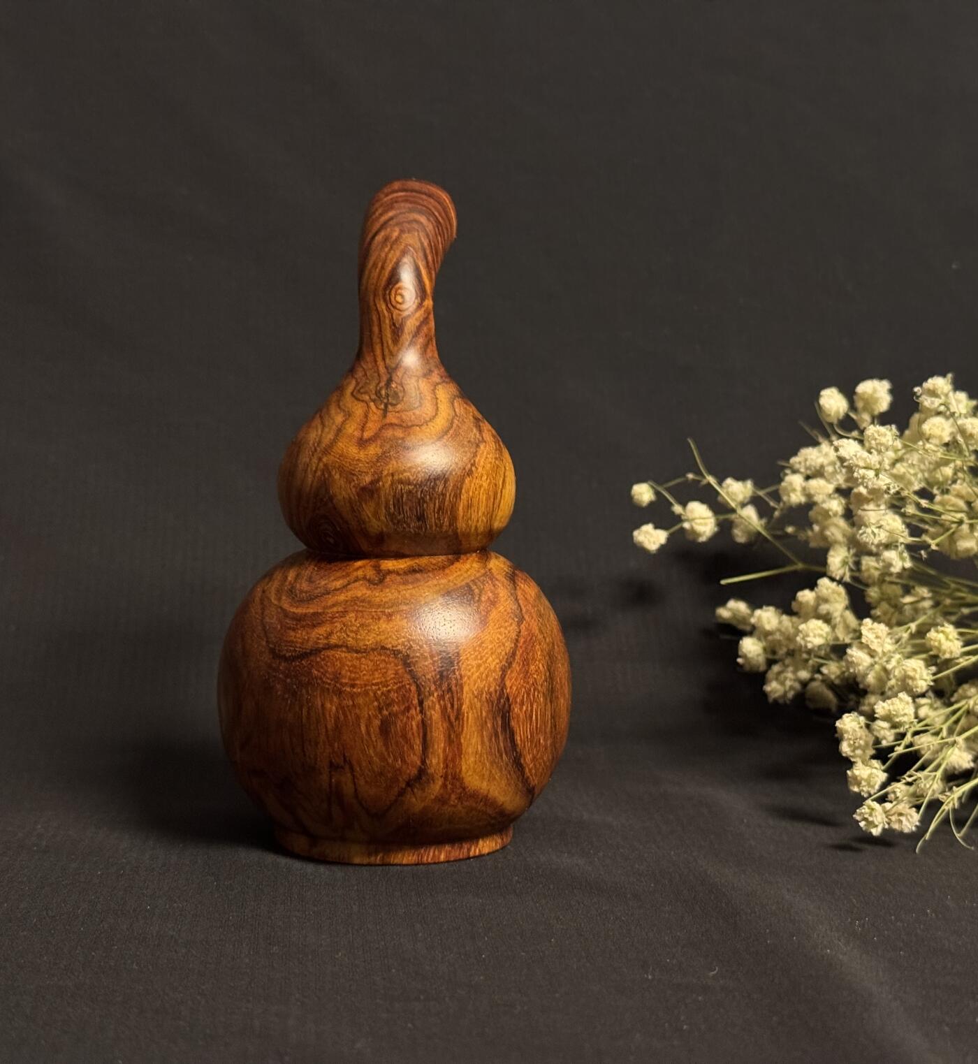 零元拍：越南黄花梨  宝瓶 手把件 福禄（葫芦）大肚 65，小肚 43，高 122MM