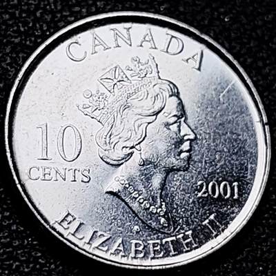 泉币菌-第206场-拍品多 请提前出价 2001年 加拿大10分镍币 表彰志愿者为社会做出的贡献 伊丽莎白二世