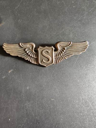 老王徽章第186期 - 美国二战陆军航空兵勤务飞行员技能章     3英寸     925银    21.5g