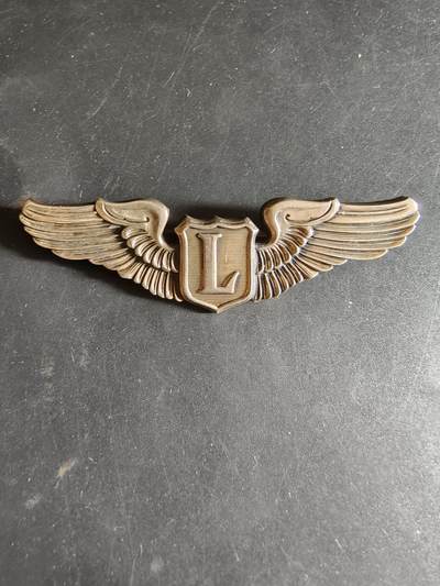 老王徽章第186期 - 美国二战陆军航空兵联络飞行员技能章     3英寸     925银    23.2g