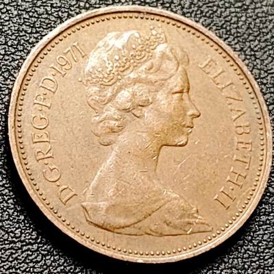 泉币菌-第206场-拍品多 请提前出价 青年女王 威尔士皇冠 1971年英国2便士铜币 26MM