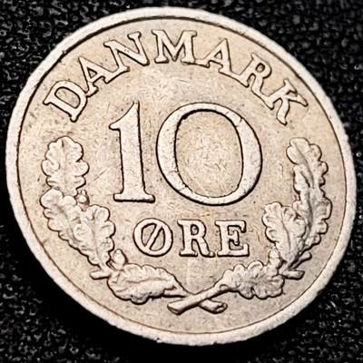 泉币菌-第206场-拍品多 请提前出价 丹麦1961年 10欧尔 弗雷德里克九世  铜镍币 18mm 