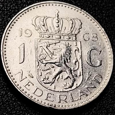 泉币菌-第206场-拍品多 请提前出价 - 1968年 荷兰1盾 朱莉阿娜女王 25mm 