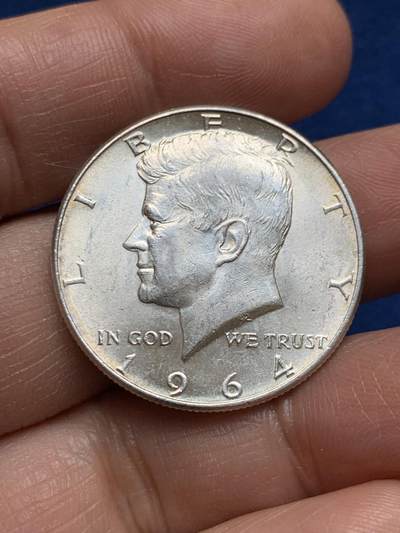 《竞宝斋》第469场 周日，周一 2场连拍 （全场包邮）欢迎送拍 - 美国1964年肯尼迪半美元银币 高银版 900银 12.65克 原光状态