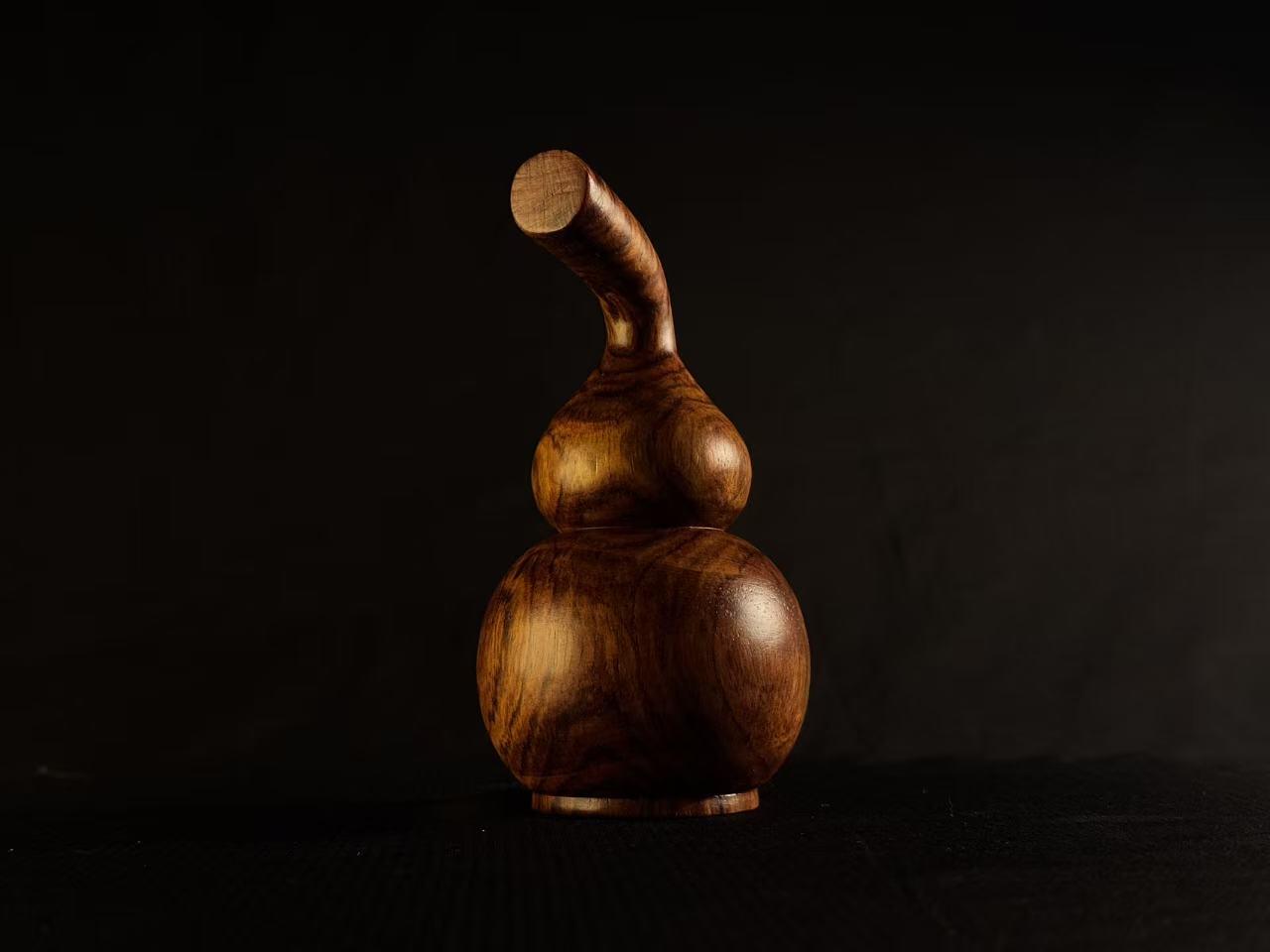 零元拍：越南黄花梨  宝瓶 手把件 福禄（葫芦）大肚 65，小肚 43，高 122MM