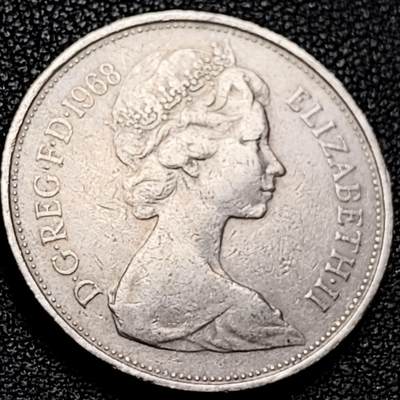 泉币菌-第206场-拍品多 请提前出价 1968年 英国10便士 女王头像 24.5mm小版 