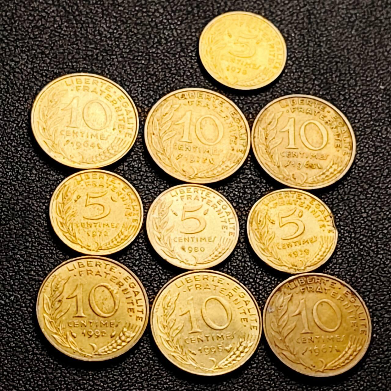 泉币菌-第206场-拍品多 请提前出价 10枚一组 法国女神铜币 混合年份未挑 绝版