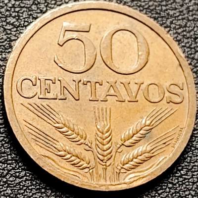 泉币菌-第206场-拍品多 请提前出价 1972年 欧洲葡萄牙 50分铜币 22.6mm