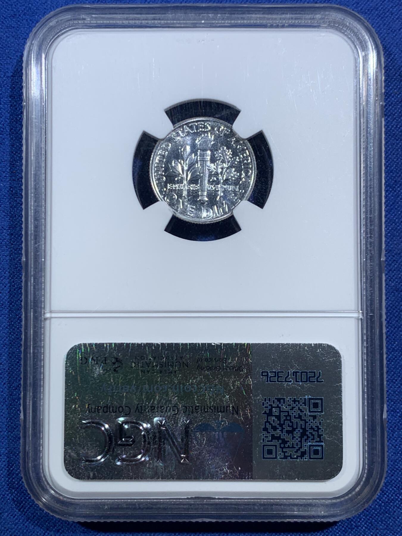 《竞宝斋》第469场 周日，周一 2场连拍 （全场包邮）欢迎送拍 NGC PF67 美国罗斯福1963年10分银币，精制币镜面感十足