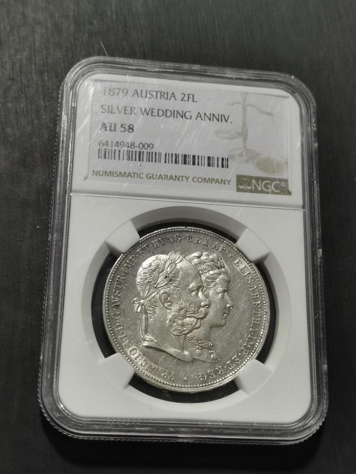 天下钱庄专场欢迎参拍 NGC AU58茜茜公主银婚2盾银币