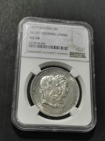 天下钱庄专场欢迎参拍 - NGC AU58茜茜公主银婚2盾银币