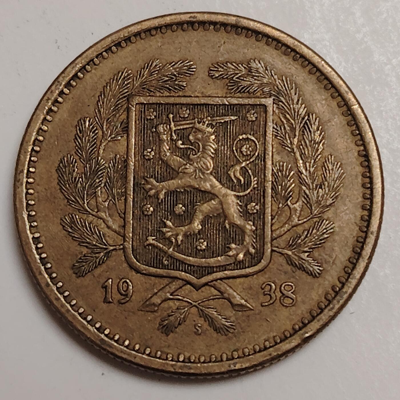 布加迪🐬～世界钱币(上海)🌾第 280 期 /  各国套币和散币 芬兰🇫🇮 1936/1938年 10/20马克铜币 27/31mm