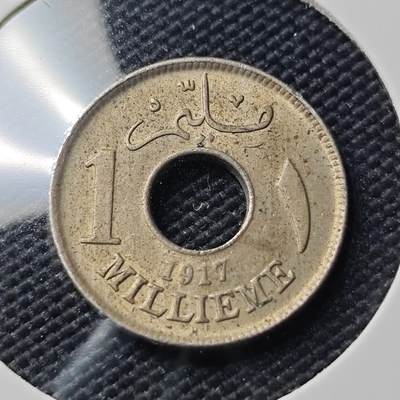 KK钱币收藏小铺   第404期 2月预留时间 周末发货 -  1917英占埃及1米利姆镍币 深打