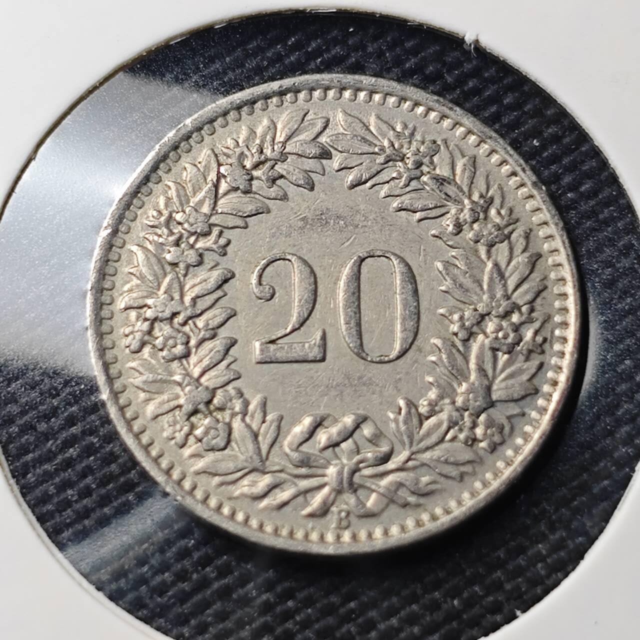 KK钱币收藏小铺   第404期 2月预留时间 周末发货 1945 瑞士20分