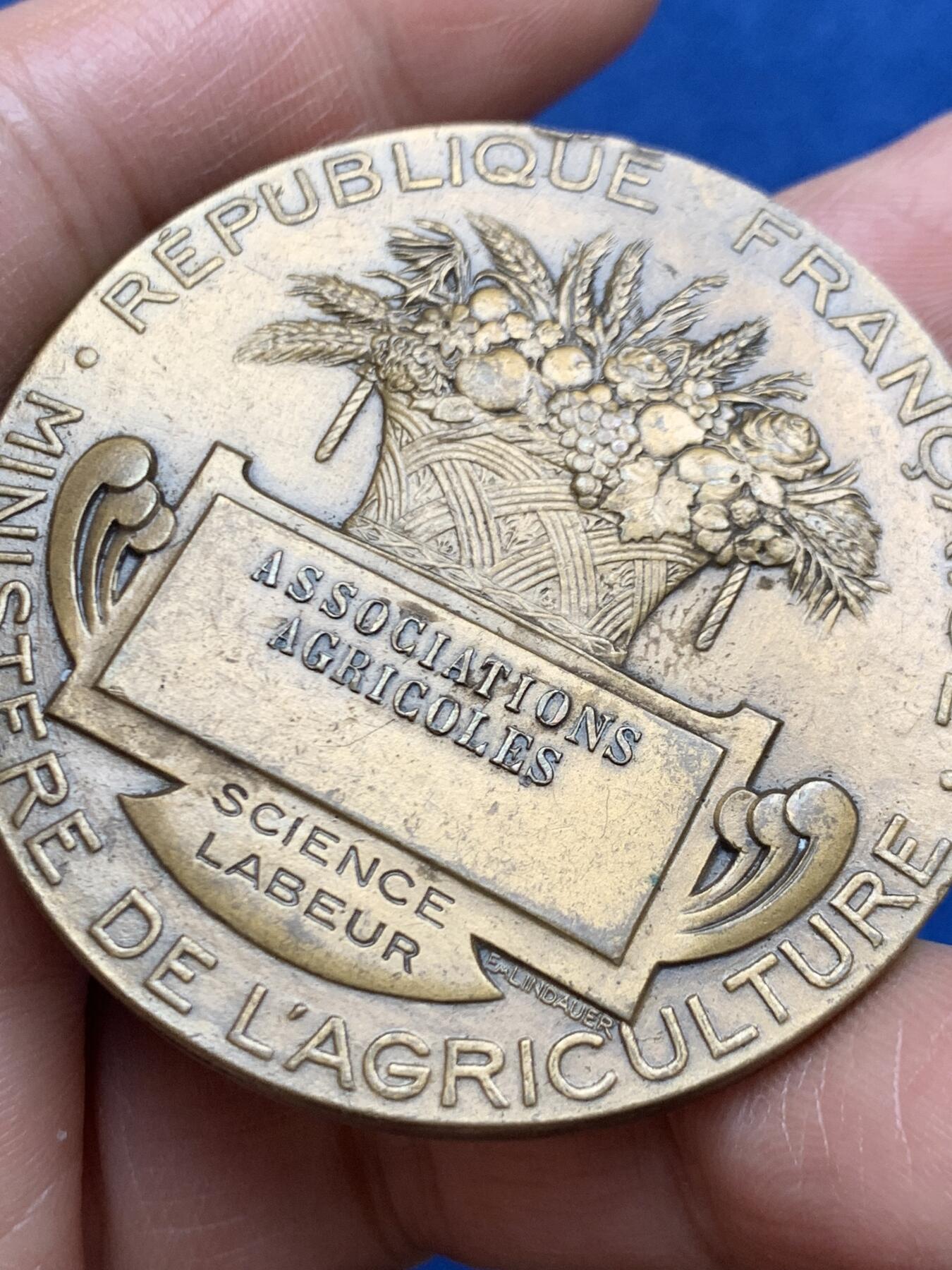 《竞宝斋》第469场 周日，周一 2场连拍 （全场包邮）欢迎送拍 法国播种者纪念铜章 59克 49.7mm 丰饶角铜标