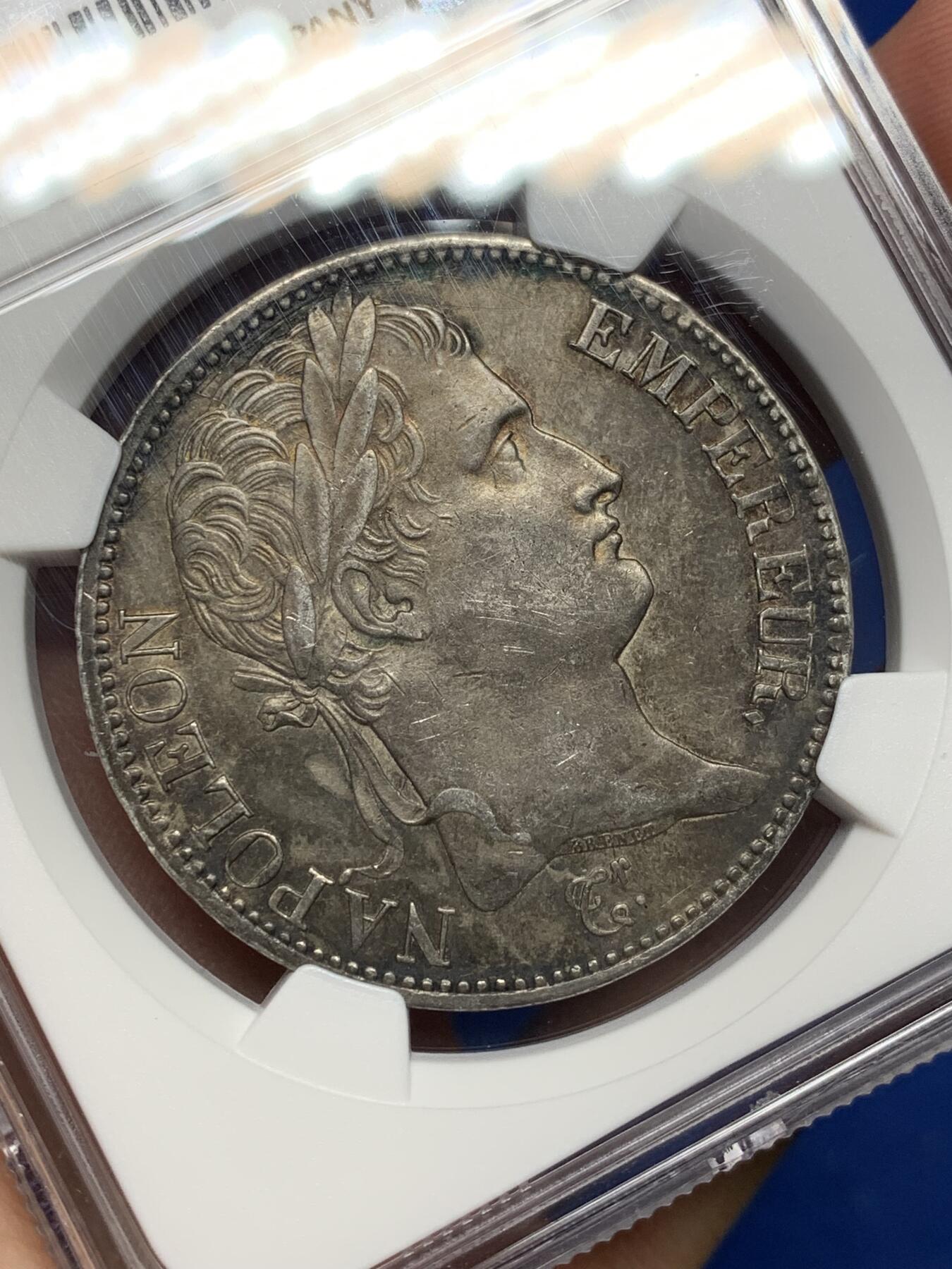 《竞宝斋》第469场 周日，周一 2场连拍 （全场包邮）欢迎送拍 NGC AUD 法国1810年拿破仑5法郎银币