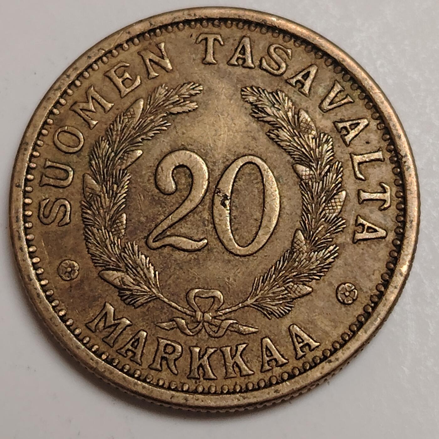 布加迪🐬～世界钱币(上海)🌾第 280 期 /  各国套币和散币 芬兰🇫🇮 1936/1938年 10/20马克铜币 27/31mm