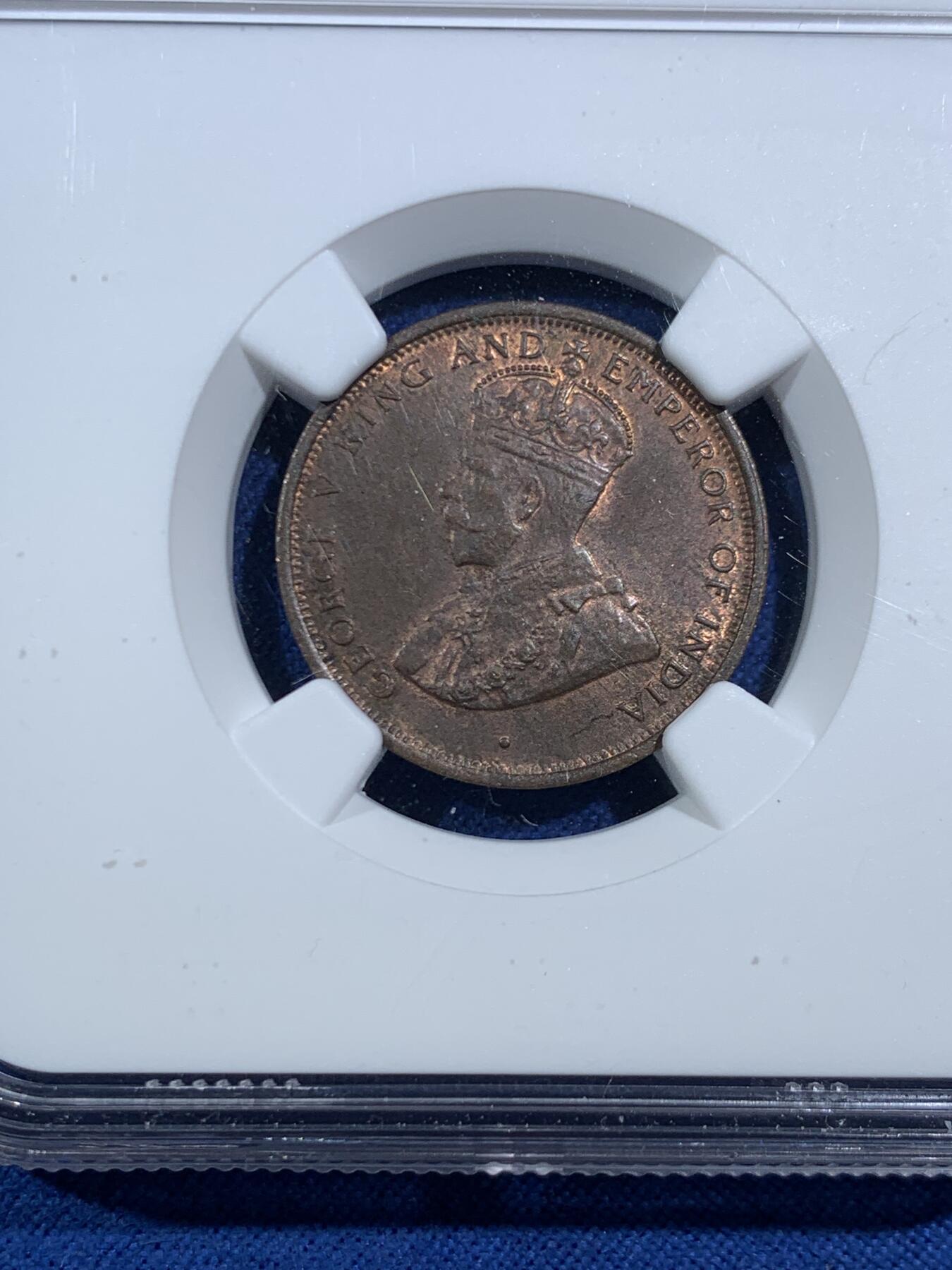 《竞宝斋》第469场 周日，周一 2场连拍 （全场包邮）欢迎送拍 NGC MS63BN 英属锡兰1926年1分铜币，淡铜光，品相极佳