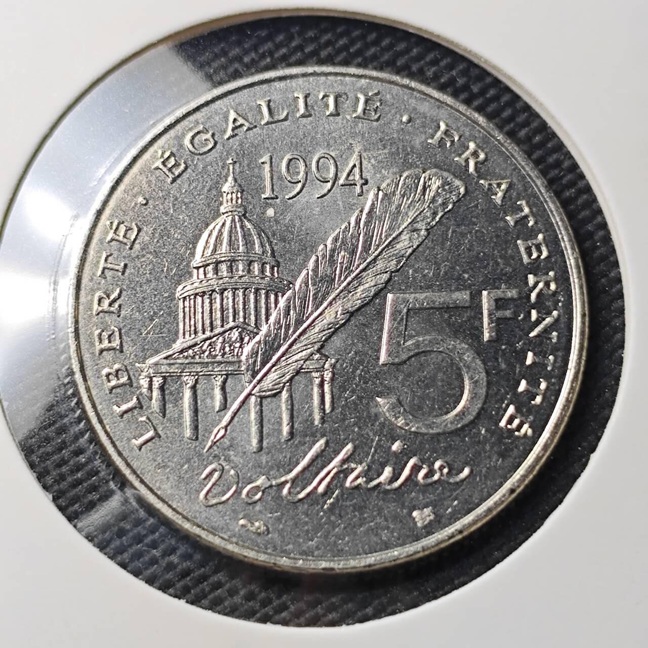 KK钱币收藏小铺   第404期 2月预留时间 周末发货  1994法国5法郎纪念币