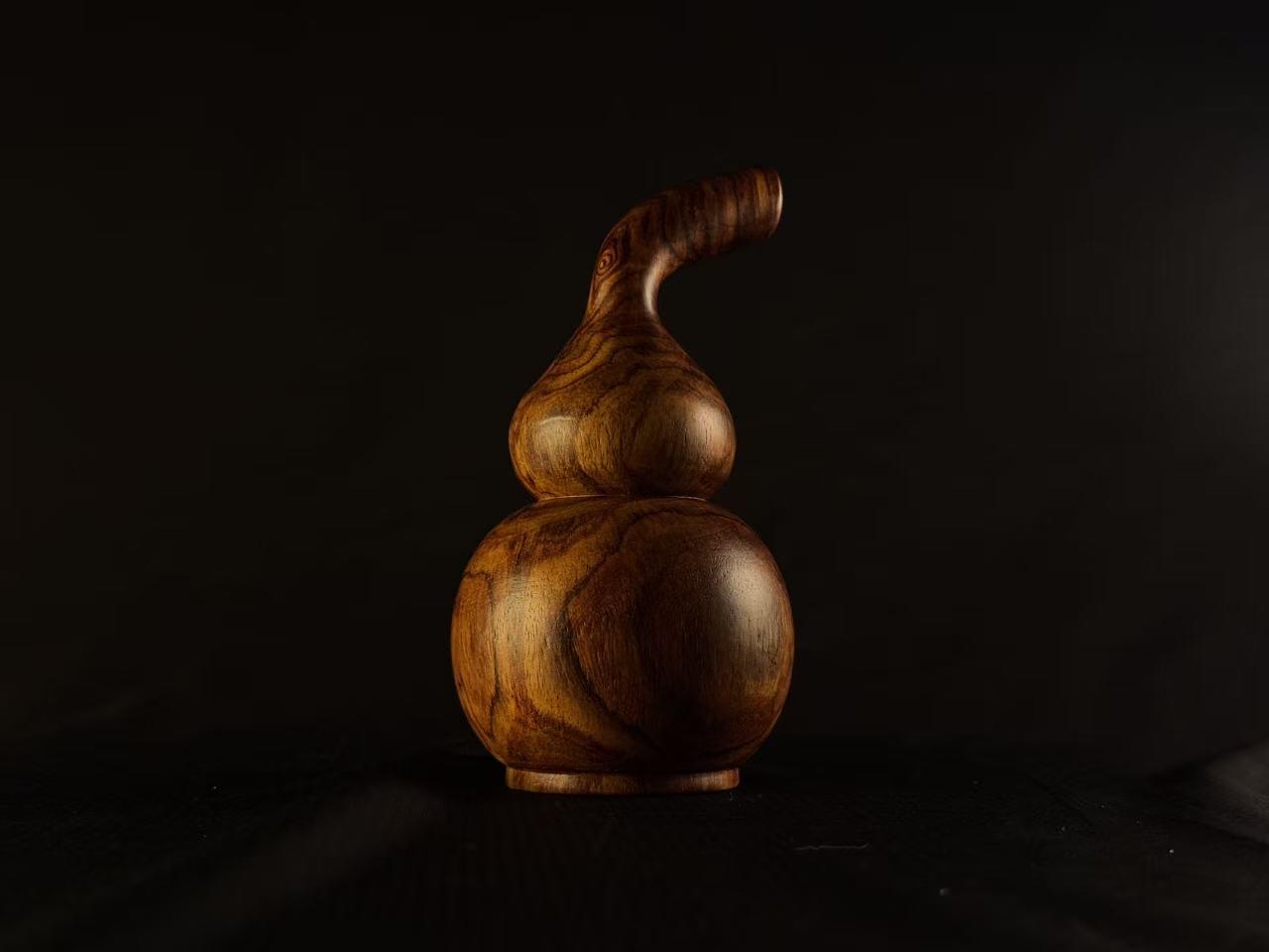 零元拍：越南黄花梨  宝瓶 手把件 福禄（葫芦）大肚 65，小肚 43，高 122MM