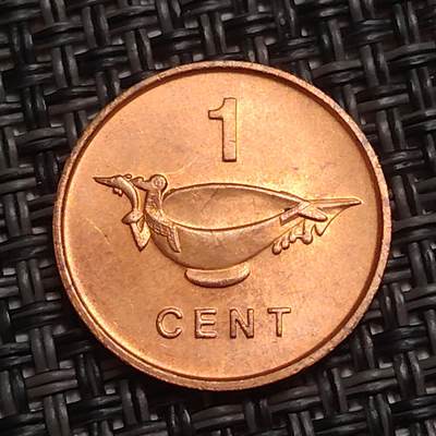 布加迪🐬～世界钱币(上海)🌾第 280 期 /  各国套币和散币 - 所罗门群岛 1977年1分 原光品相