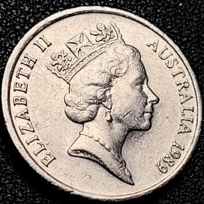 泉币菌-第206场-拍品多 请提前出价 原光极美 1989年 澳大利亚10分琴鸟 23.5mm 