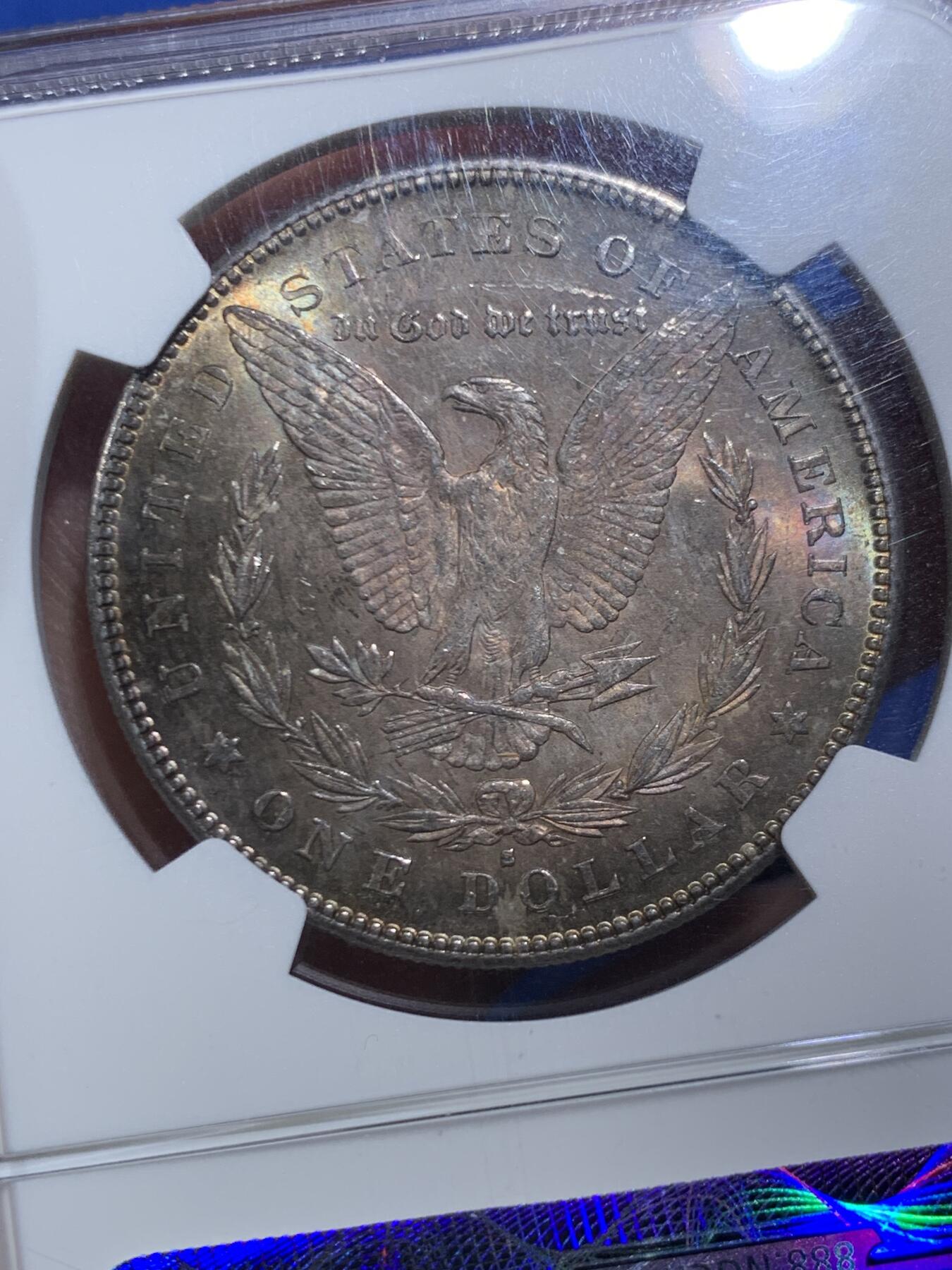 《竞宝斋》第469场 周日，周一 2场连拍 （全场包邮）欢迎送拍 NGC MS63 美国1878年摩根银币 首年白币常见，如此好彩比较难得，值得入藏