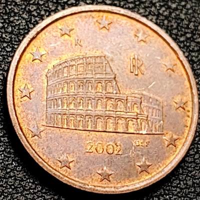 泉币菌-第206场-拍品多 请提前出价 意大利2002年5欧分硬币 罗马竞技场 21.25mm