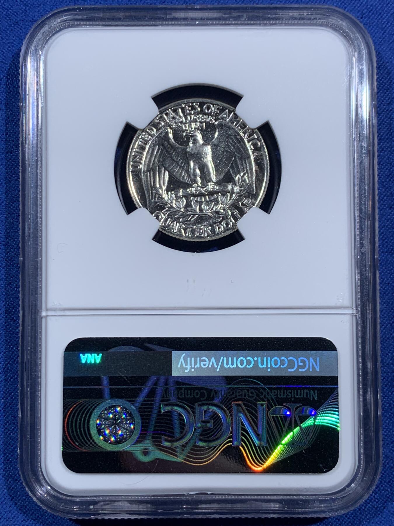 《竞宝斋》第469场 周日，周一 2场连拍 （全场包邮）欢迎送拍 NGC PF68 美国1962年华盛顿25分银币 少见精制版本 较少的年份