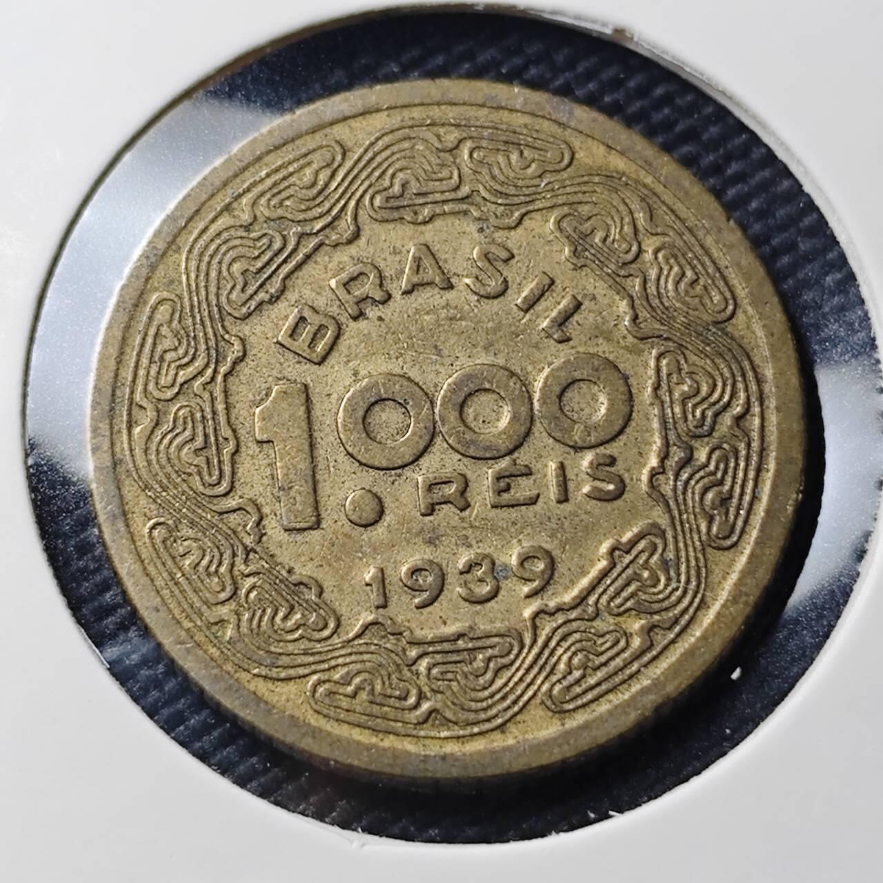 KK钱币收藏小铺   第404期 2月预留时间 周末发货  1939巴西1000瑞斯铜币
