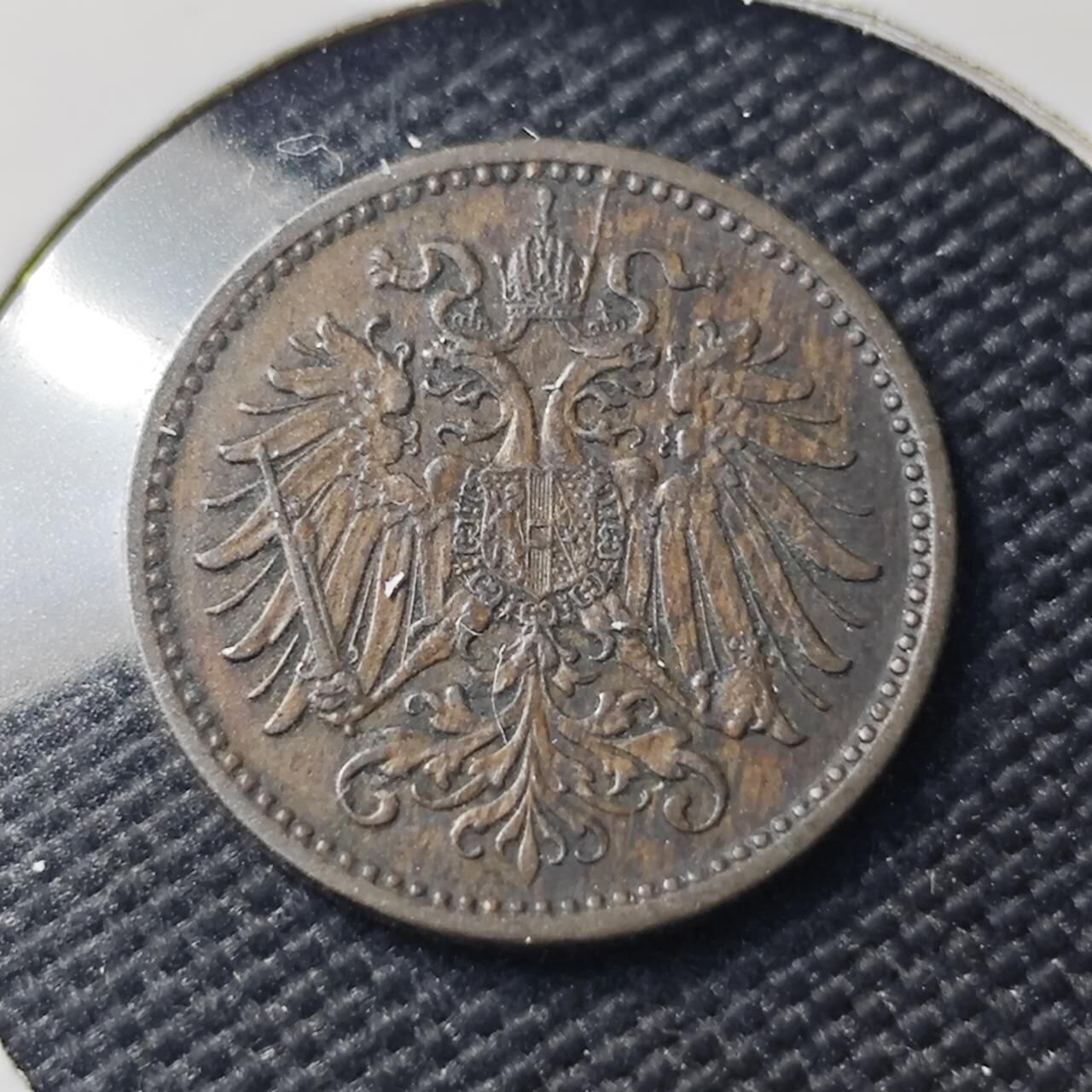 KK钱币收藏小铺   第404期 2月预留时间 周末发货  1899奥地利1格罗申铜币