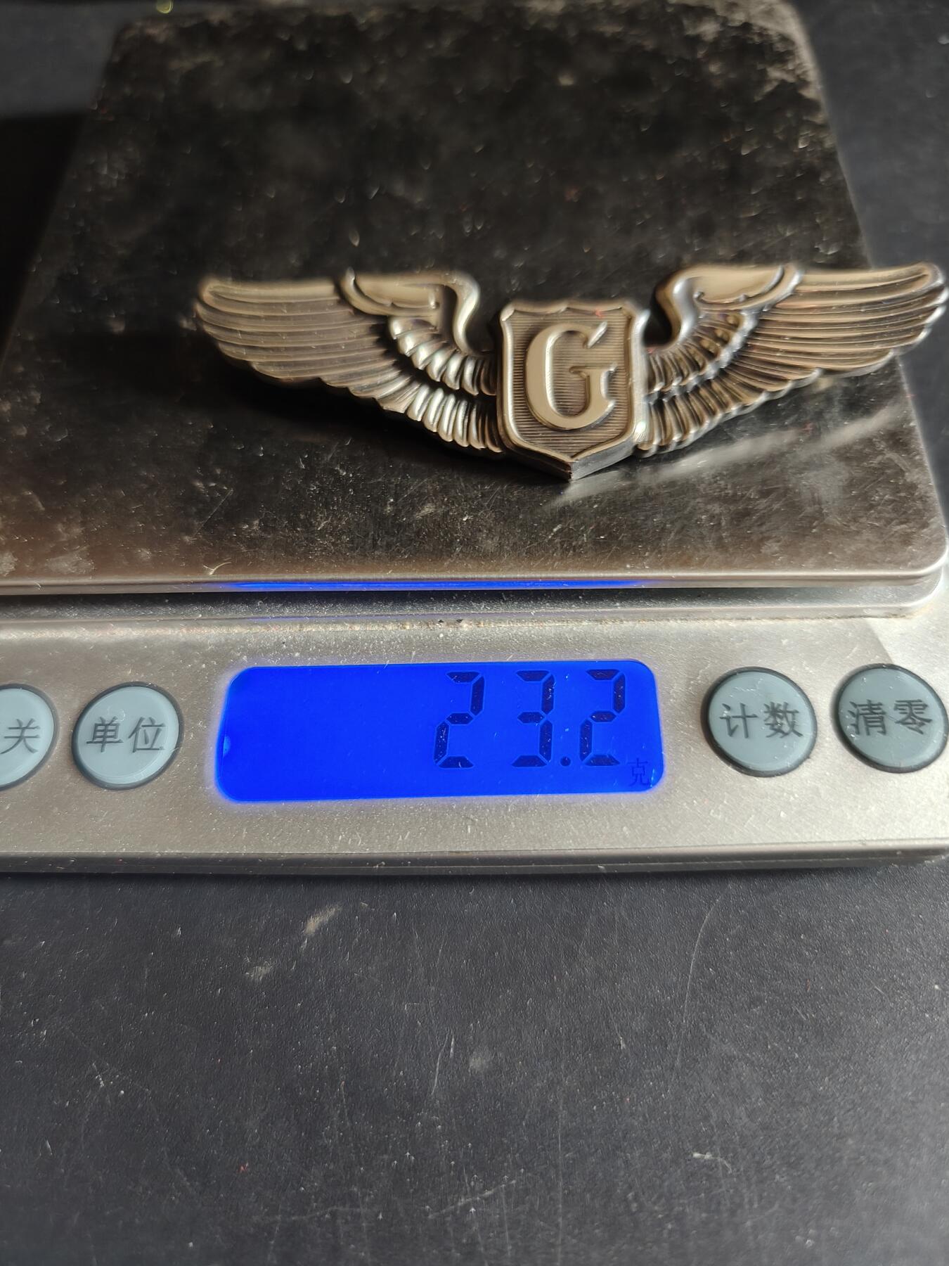 老王徽章第186期 美国二战陆军航空兵滑翔机飞行员技能章     3英寸     925银    23.2g