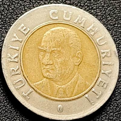 泉币菌-第206场-拍品多 请提前出价 凯末尔总统 土耳其1里拉双色币 26mm 欧洲币
