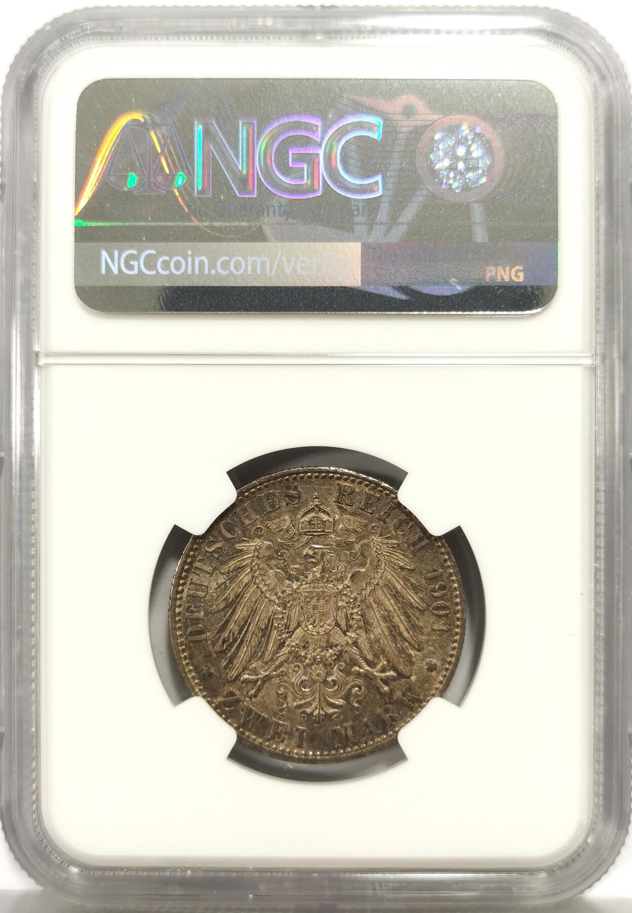 博洋堂世界钱币拍卖第164期（全场包邮） NGC MS61 德国普鲁士1901年建国200周年2马克银币，黄油光泽