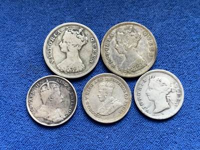 《竞宝斋》第469场 周日，周一 2场连拍 （全场包邮）欢迎送拍 - 五枚一组 香港银币 共9.25克。