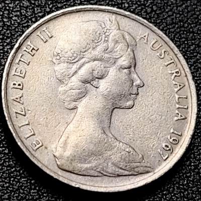 泉币菌-第206场-拍品多 请提前出价 英属 澳大利亚1967年10分铜镍币 琴鸟 伊丽莎白二世女王  铜镍币 23.6mm