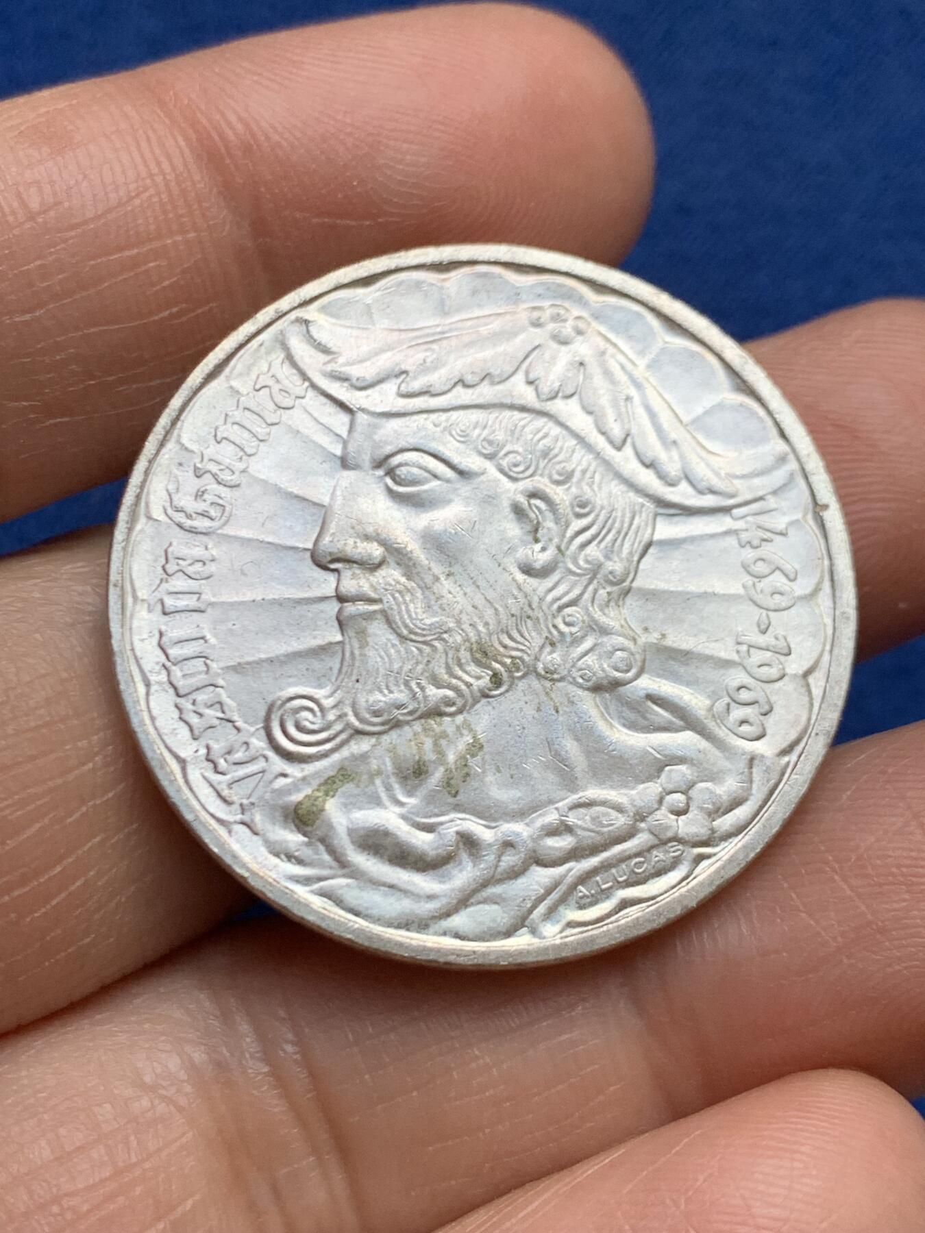 《竞宝斋》第469场 周日，周一 2场连拍 （全场包邮）欢迎送拍 葡萄牙1969年瓦斯科·达·伽马诞辰500周年50埃斯库多银币 650银 重约18克