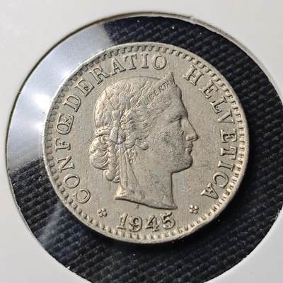 KK钱币收藏小铺   第404期 2月预留时间 周末发货 - 1945 瑞士20分