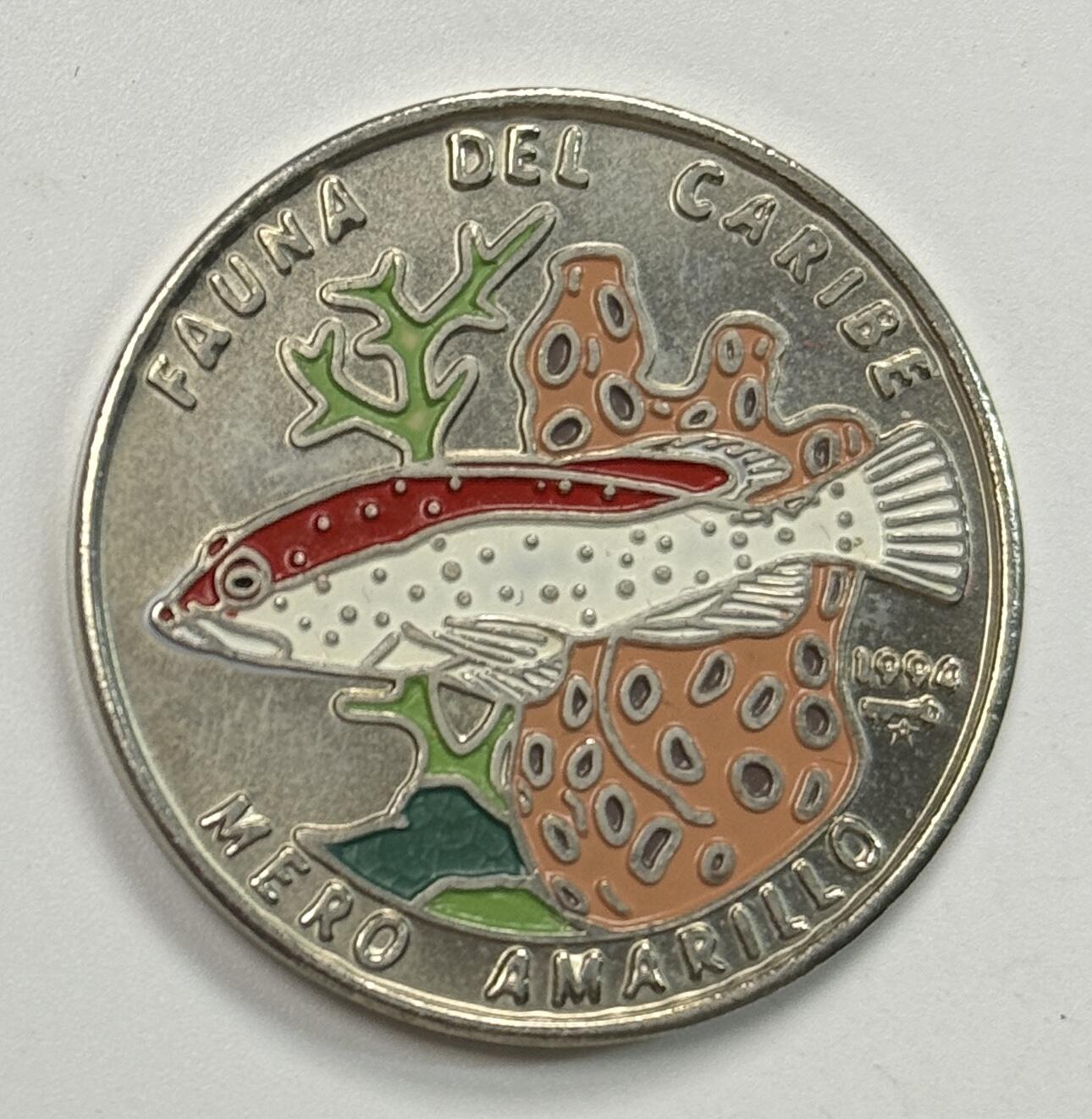 S&S Numismatic世界钱币-拍卖 第122期  古巴1994年 加勒比动物-海鲈鱼 1比索彩色纪念币