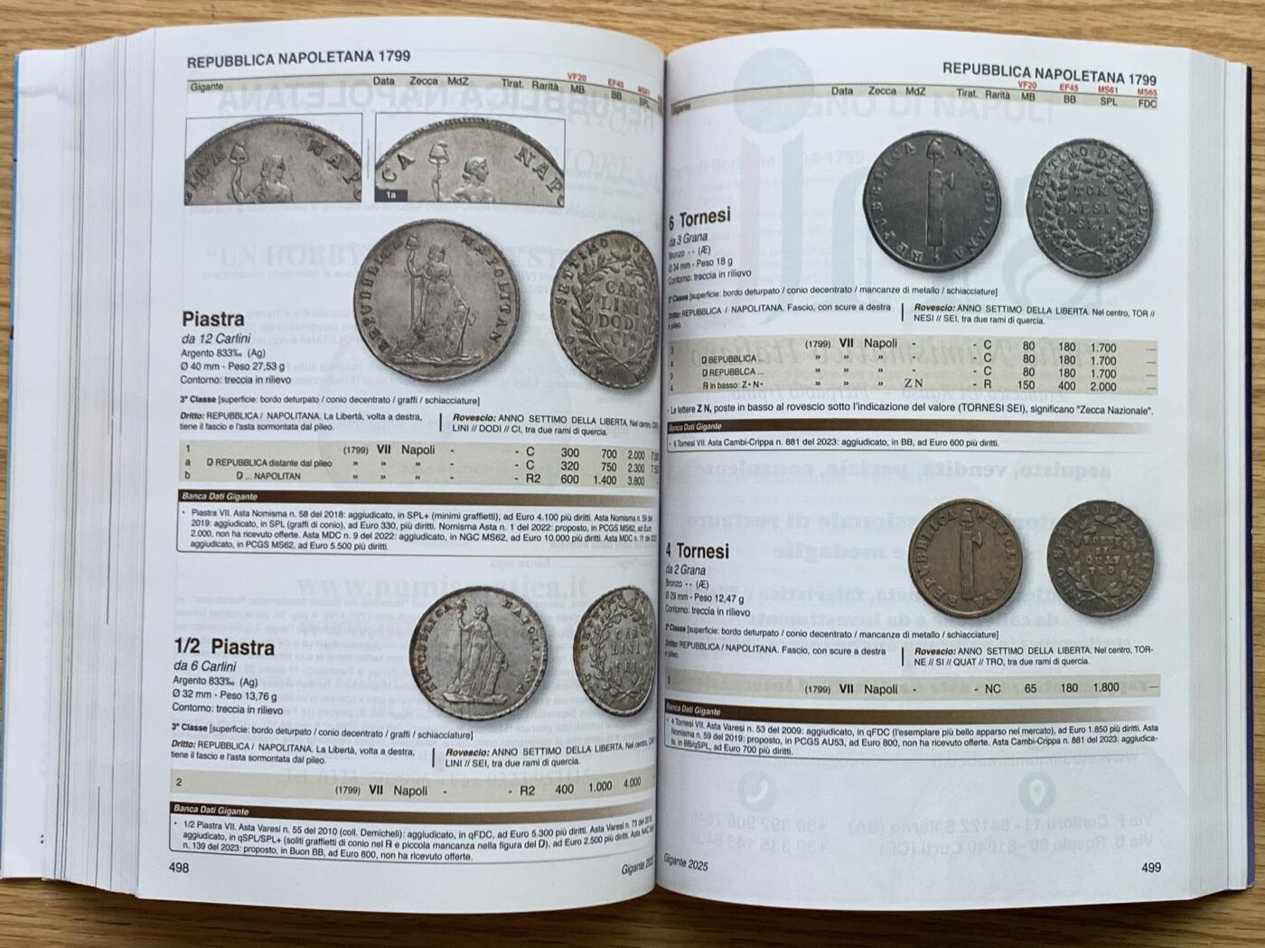 《竞宝斋》第469场 周日，周一 2场连拍 （全场包邮）欢迎送拍 GIGANTE 意大利钱币目录 2025版，全新价格指南，将近700页的厚度 胶板印刷，玩意系必备目录 重约1公斤