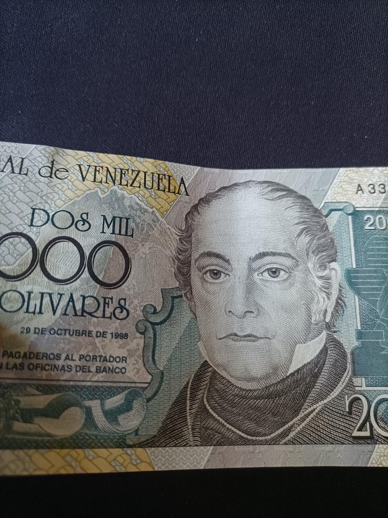 【游宝拍卖】丙午马年第10期 委内瑞拉-2000玻利瓦尔【1998年 全新UNC-】